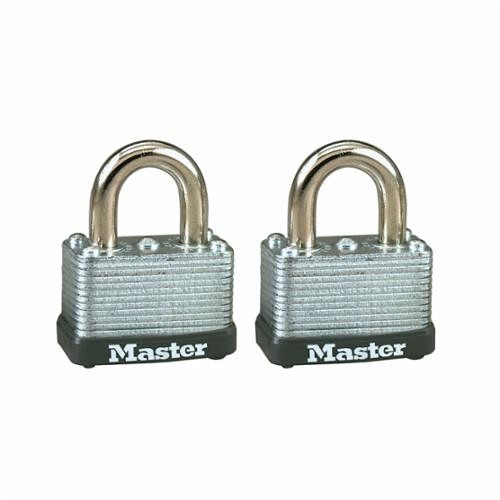 Master Lock® 22T Safety Padlock, Alike Key, 1/4 in Shackle, Laminated Steel Body, Warded/Single Lever Locking