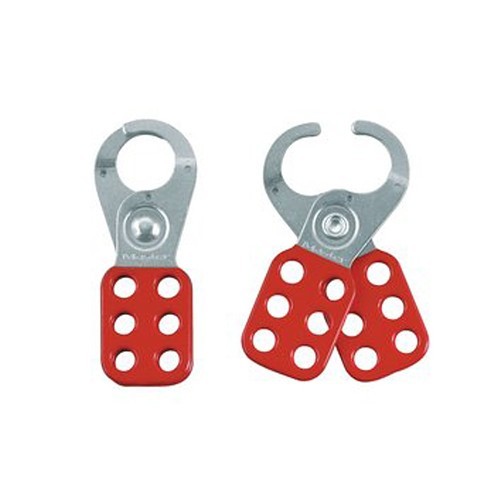 Master Lock® 470-420 Safety Lockout Hasp, 6 Padlocks Maximum, Steel, Red