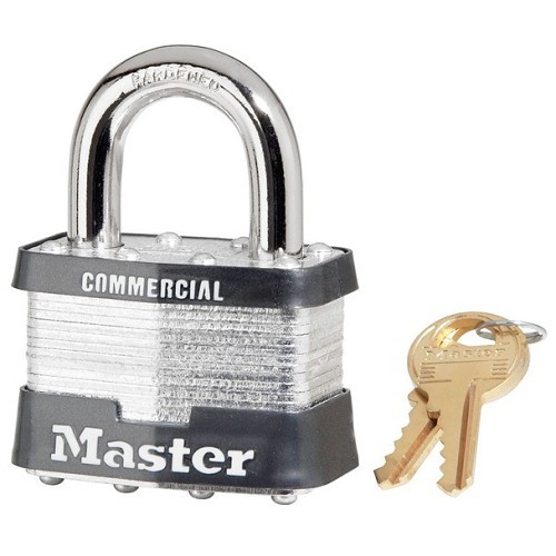 Master Lock® 766232 Keyed Alike Padlock, Laminated Steel Body, 3/8 in Shackle Dia