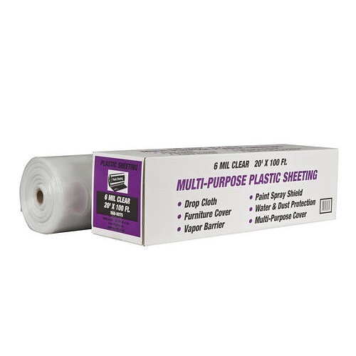 Painting Protection Sheeting, 100 ft Length, 20 ft Width, Polyethylene, Clear