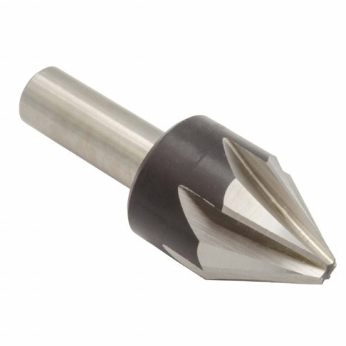 Countersink, 3/8 in Body Dia, 1/4 in Shank Dia, 6 Flutes, 82 deg Included Angle, HSS