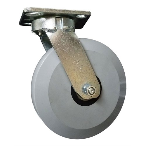 Midwest Caster & Wheel 45HU80JI6417YY Swivel Caster, 2000 lb, 8 in Wheel Dia, 2 in Wheel Width, Solid Cast Polyurethane Elastomer Wheel, 4 x 4-1/2 in Plate