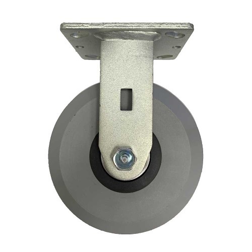 Midwest Caster & Wheel 46HU80JI6417YY Rigid Caster, 2000 lb, 8 in Wheel Dia, 2 in Wheel Width, Solid Cast Polyurethane Elastomer Wheel, 4 x 4-1/2 in Plate