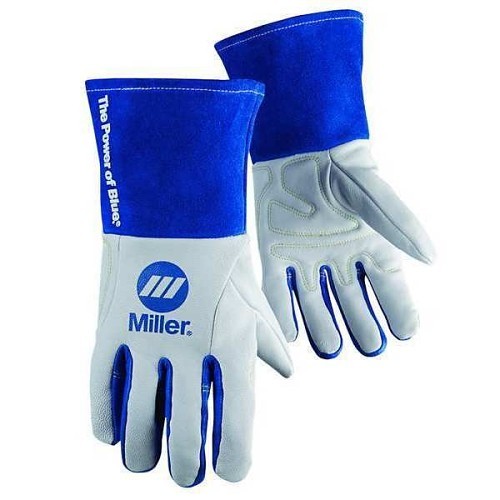 Miller® G8584283 TIG Welding Gloves, Large, #9, Goatskin, White, Cotton, Fleece, Gauntlet Cuff, 12 in Length, Keystone