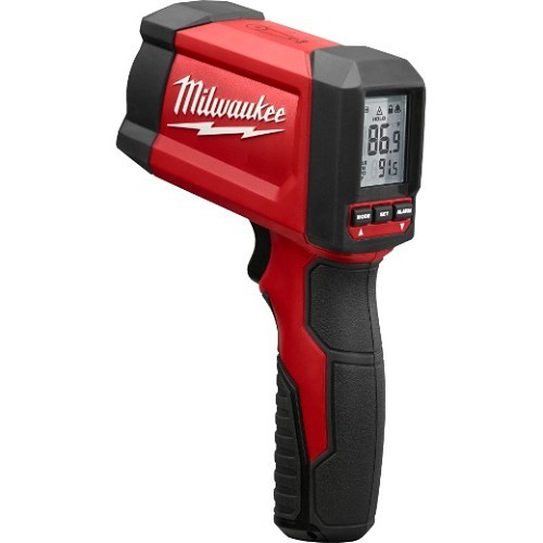 Milwaukee® 2268-20 Infrared Thermometer, -22 to 1472 deg F, +/-1.8 % Accuracy, 12:1 Focus Spot, 0.96 Fixed Emissivity, 9 VDC Alkaline Battery