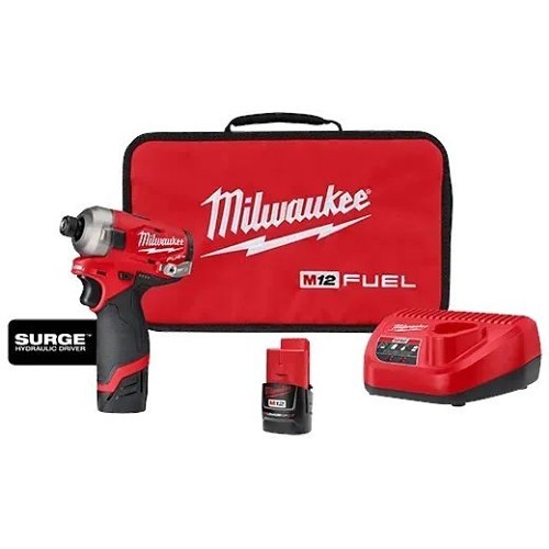 Milwaukee® 2551-22 Hydraulic Driver Kit, Hex Drive, 1/4 in Drive, 450 in-lb Torque, 12 VDC, 5.2 in Overall Length, Battery Included: Yes