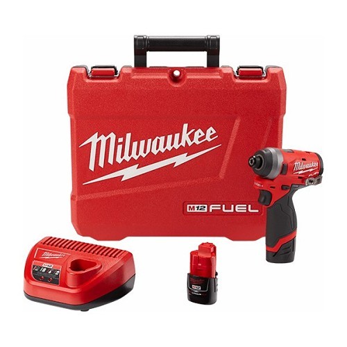 Milwaukee® 2553-22 Impact Driver Kit, Hex Drive, 1/4 in Drive, 1300 in-lb Torque, 12 VDC, 5.1 in Overall Length, Battery Included: Yes