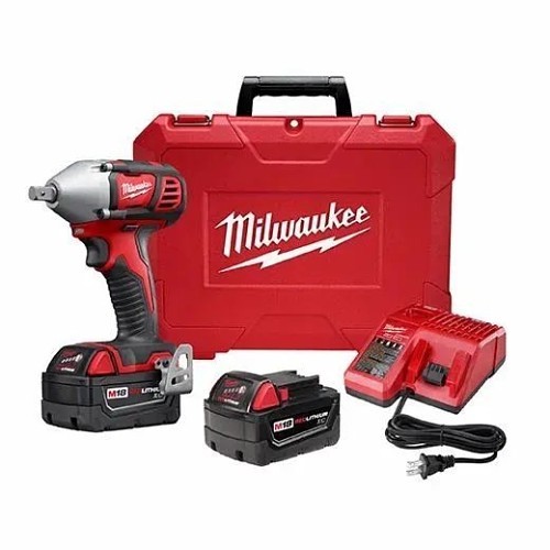 Milwaukee® 2659-22 Cordless Impact Wrench Kit, Square Drive, 1/2 in Drive, 183 lb-ft, 18 VDC, 5-3/4 in Overall Length, Battery Included: Yes