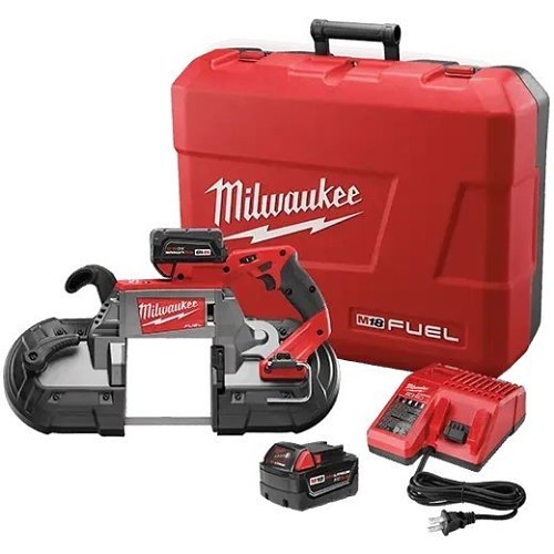 Milwaukee® 2729-22 Deep Cut Band Saw Kit, Cutting Capacity: 5 in, 44-7/8 in Blade, 18 VDC, 5 Ah Battery, Lithium-Ion Battery