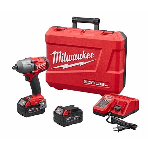 Milwaukee® 2861-22 Impact Wrench, Standard Drive, 1/2 in Drive, 600 ft-lb Torque, 18 VDC, 6-3/4 in Overall Length, Battery Included: Yes