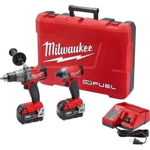 Milwaukee® 2897-22PO Combo Kit, Hammer Drill, Impact Driver, 18 VDC, 5 Ah Battery