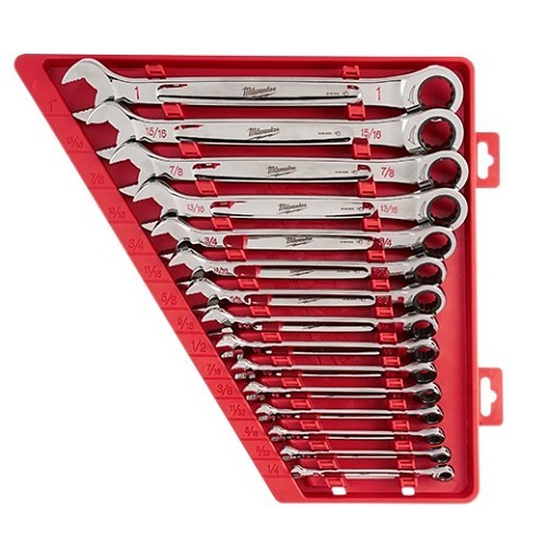 Milwaukee® 48-22-9416 Wrench Set, SAE System of Measurement, 15 Piece, Chrome