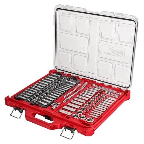 Milwaukee® 48-22-9486 Ratchet and Socket Set, Yes, Metric/SAE, 1/4, 3/8 in Drive, 106 Piece, IP65