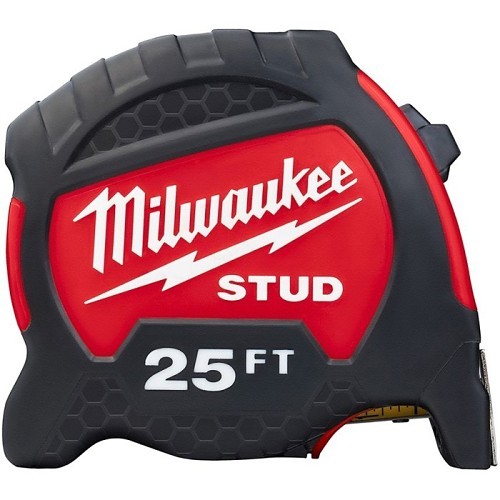 Milwaukee® 48-22-9725 Tape Measure, 25 ft Blade Length, 1-5/16 in Blade Width, Steel Blade, Graduations: 1 ft, 1/16 in, 1/2 in, 1/4 in, 1/8 in