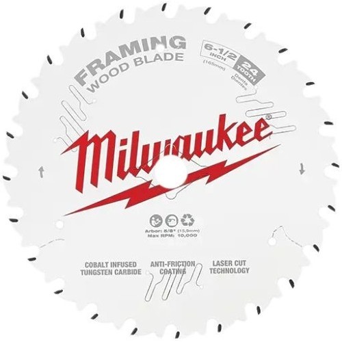 Milwaukee® 48-40-0620 Circular Saw Blade, 6-1/2 in Diameter, 5/8 in Arbor, 24 Teeth
