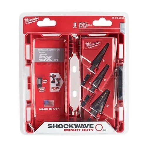Milwaukee® 48-89-9254 Drill Bit Set, SAE System of Measurement, 1/8 in Minimum Drill Bit Size, 7/8 in Maximum Drill Bit Size, 3 Piece, Steel, Titanium Aluminum Nitride Coated