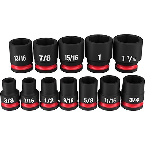 Milwaukee® 49-66-7010 Socket Set, Yes Impact Rated, Metric, 6 Points, 1/2 in Drive, 12 Piece, Square Socket Shape, Box