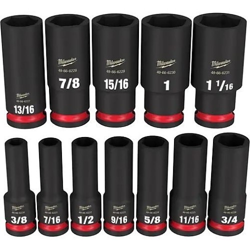 Milwaukee® 49-66-7011 Socket Set, Yes Impact Rated, Metric, 6 Points, 1/2 in Drive, 12 Piece, Square Socket Shape, Box