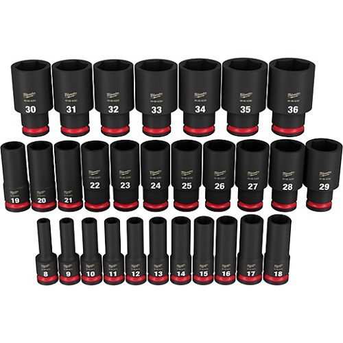 Milwaukee® 49-66-7015 Socket Set, Yes Impact Rated, Metric, 6 Points, 1/2 in Drive, 29 Piece, Square Socket Shape, Box