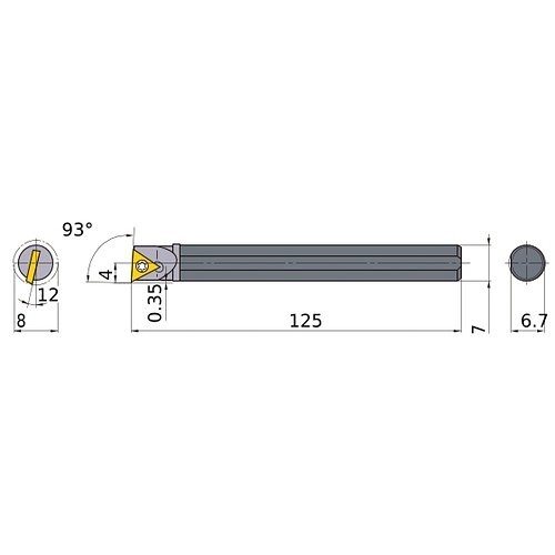 Mitsubishi Materials USA 307184 Boring Bar, 8 mm Minimum Bore Dia