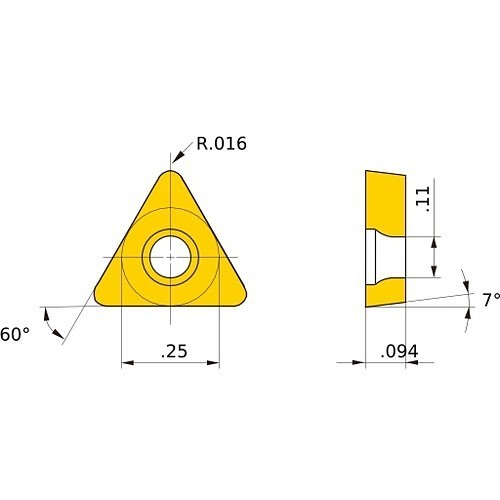 Mitsubishi Materials USA 660412 Turning Insert, TCMT Insert, 0.8468 in Insert, Triangle Shape, Neutral Cutting, Carbide, Manufacturer's Grade: MC7025
