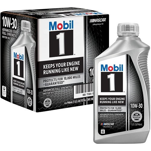 Mobil 94003 10W-30 Synthetic Motor Oil, Liquid Form, Amber