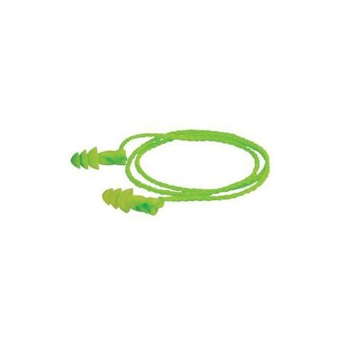 Moldex® 507-6455 Ear Plug, 27 dB Noise Reduction Rating, Triple Flange, Disposable/Reusable: Reusable, Universal, Bright Green Plug, Bright Green Cord