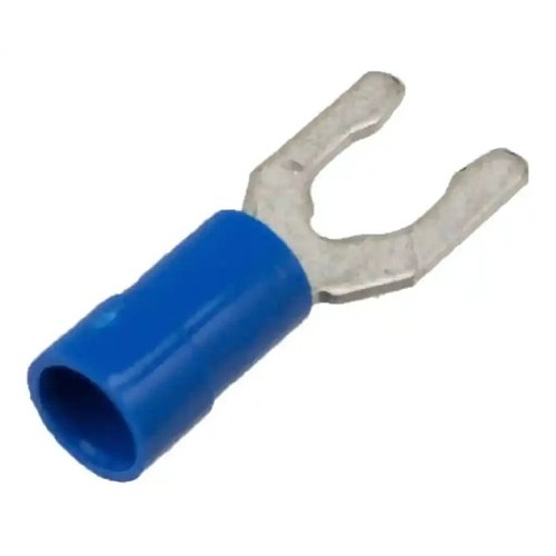 Spade Crimp Terminal, 14-16 AWG Conductor, Blue, #10 Stud, Spade Tongue