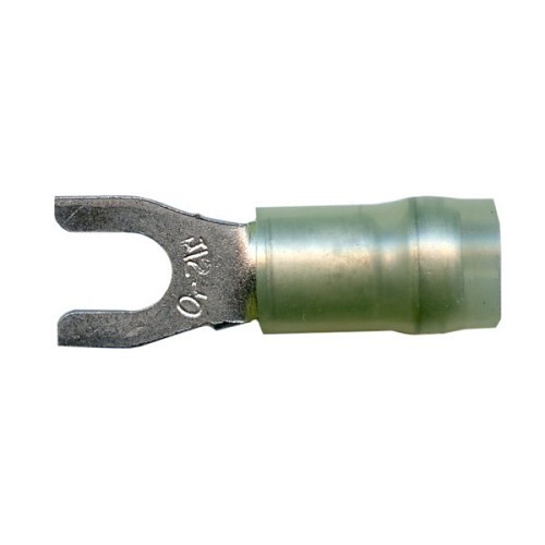 Spade Crimp Terminal, 10-12 AWG Conductor, Nylon, Insulated, #6 Stud, Spade Tongue