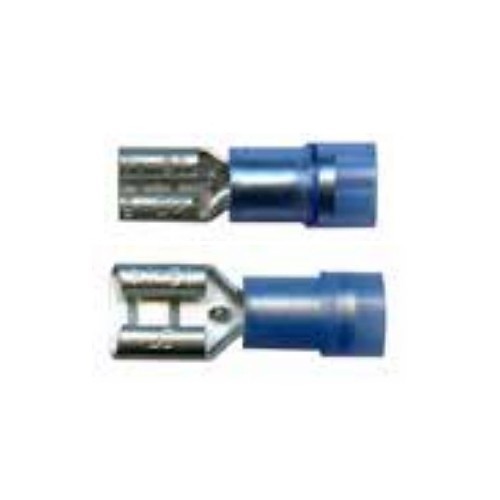 NSPA WTN-6-14-250F Female Crimp Terminal, 14-16 AWG Conductor, 0.25 in Tab, Butted Seam & Funnel Sleeve Barrel, Blue, Nylon