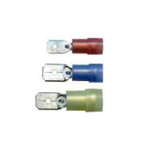 NSPA WTN-6-14-250M Male Crimp Terminal, 14-16 AWG Conductor, 0.25 in Tab, Butted Seam & Funnel Sleeve Barrel, Blue