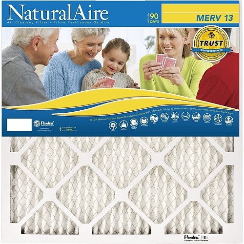 Natural Aire 95003.012025 Cartridge Air Filter, 20 in Height, 25 in Width, 1 in Depth, MERV: MERV 13, 180 deg F