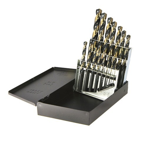 Nitro® 400N15 Heavy Duty Jobber Length Drill Set, 1/16 in Min Drill Bit, 1/2 in Max Drill Bit, 135 deg Drill Point Angle, 15 Pieces, HSS, Black/Gold