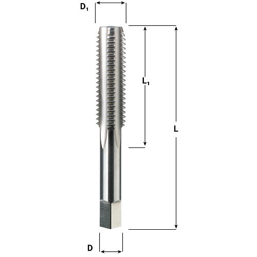 North American Tool 17312 Hand Tap, Right Hand Cutting, H6, Plug Chamfer, 6 Flutes, Bright, High Speed Steel