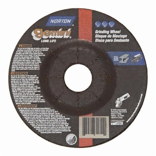 Norton® Gemini® 66253049106 Saucer Shape Depressed Center Wheel, 9 in Dia x 1/4 in THK, 24 Grit, Aluminum Oxide Abrasive