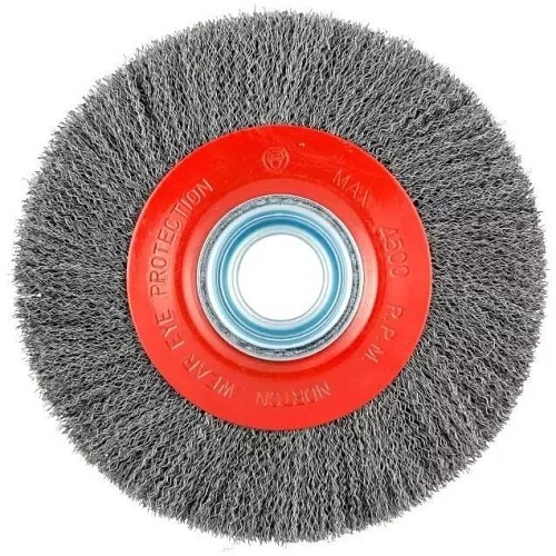 Norton® 66252838978 Wire Wheel Brush, 8 in Brush Dia, 5/8 in Face Width, 0.014 in Filament/Wire Diameter, Crimped Filament/Wire, 1-1/4 in Arbor Hole