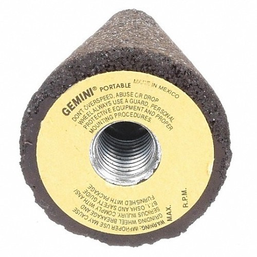 Norton Saint Gobain Norton® 61463615722 Grinding Cone, 2-1/2 in Maximum Dia, 3 in Head Thickness, 24 Grit, R Grade, 5/8-11 Center Hole, Aluminum Oxide Abrasive