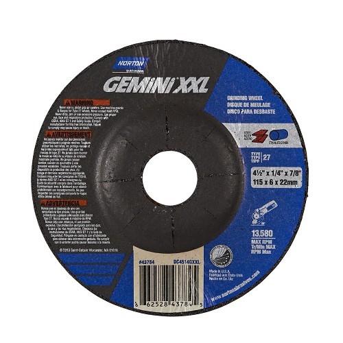 Norton Saint Gobain Norton® 66252843785 Grinding Wheel, 4-1/2 in Wheel Dia, 1/4 in Wheel Thickness, 24 Grit, Aluminum Oxide Abrasive