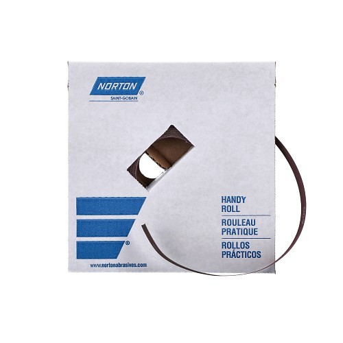 Norton Saint Gobain Norton® 66261126267 Abrasive Roll, 50 yd Roll Length, 1 in Roll Width, 400 Grit, Super Fine Grit Grade, Aluminum Oxide Abrasive, Cotton Backing