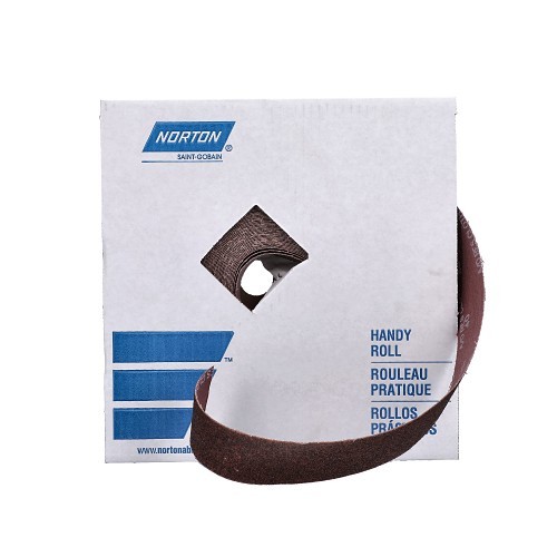 Norton Saint Gobain Norton® 66261126299 Abrasive Roll, 50 yd Roll Length, 2 in Roll Width, 80 Grit, Coarse Grit Grade, Aluminum Oxide Abrasive, Cotton Backing