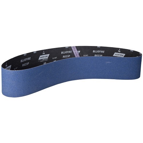 Norton Saint Gobain Norton® 78072727695 Coated Abrasive Belt, 48 in Belt Width, 6 in Belt Length, 60 Grit, Coarse Grade, Zirconia Alumina Abrasive, Polyester/Cotton Backing