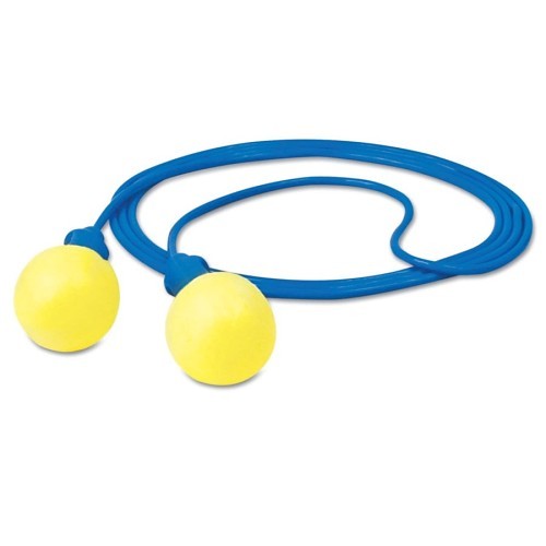 3M™ 247-318-1001 Foam Earplug, Corded, 28 dB Noise Reduction Rating, Pod, Disposable, Blue/Yellow Plug, Blue/Yellow Cord