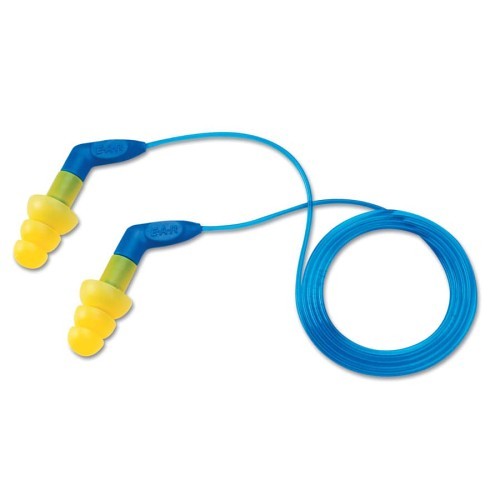 Earplug, Corded, Pistol-Grip, 27 dB Noise Reduction Rating, Patented Flange, Yellow Plug, Yellow Cord