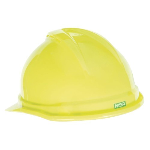 Hard Hat, 6-1/2 in, 8 in, Polyethylene, 4 Point Fas-Trac® III Suspension, Slotted, Hi-Viz Yellow-Green