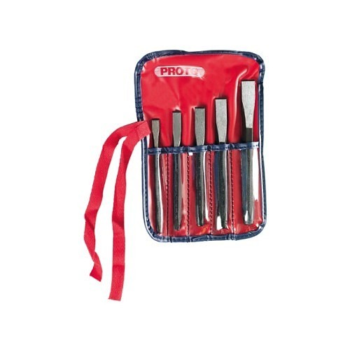 PR577-86C Chisel Set, 5 Piece, 2-5/8 in Cold Chisel (J86A1), 4-5/16 in Cold Chisel (J86A1), 8-7/16 In Cold Chisel (J86A3), 6/4 in W x 8-3/4 in H Five-Pocket Vinyl Tool Pouch (J2430), 16-3/8 in Cold Chisel (J86A5), 16-1/2 in Cold Chisel (J86A7)