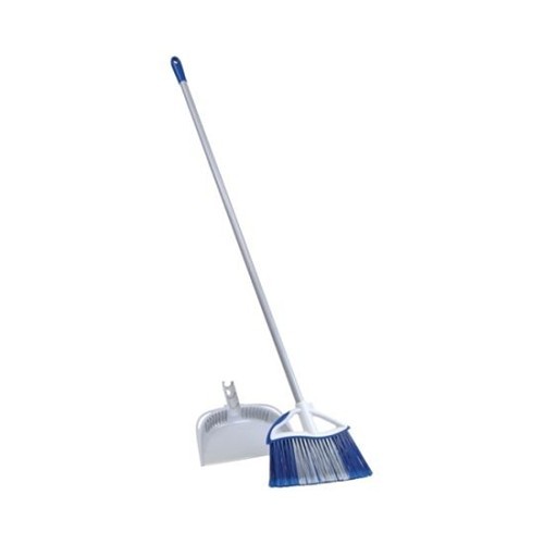 Angle Broom, Twin Sweep Fiber Bristle, 11-1/2 in Sweep, Steel Handle