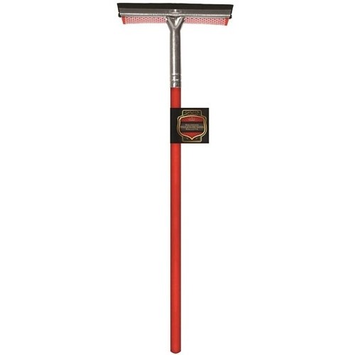 Squeegee Sponge, Nylon/Rubber Blade, Steel Head, Wood Handle, Red, 8 in Head x 5 in Yoke x 21 in Handle