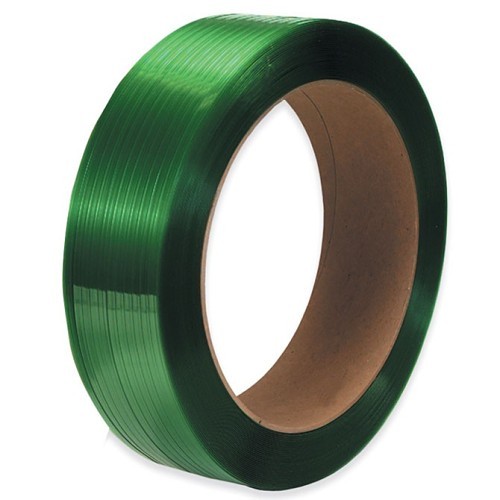 PAC 6840196G30L Polyester Strapping, 3280 ft Length, 3/4 in Width, 0.04 in Thickness, Polyester Adhesive, Green