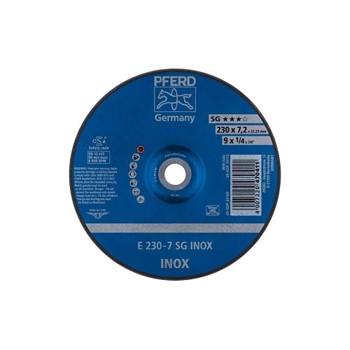 PFERD 61109 Grinding Wheel, 9 in Wheel Dia, 1/4 in Wheel Thickness, 7/8 in Center Hole