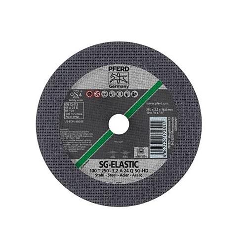 PFERD 66009 Cut-Off Wheel, 10 in Wheel Dia, 1/8 in Wheel Thickness, 5/8 in Center Hole, Aluminum Oxide Abrasive